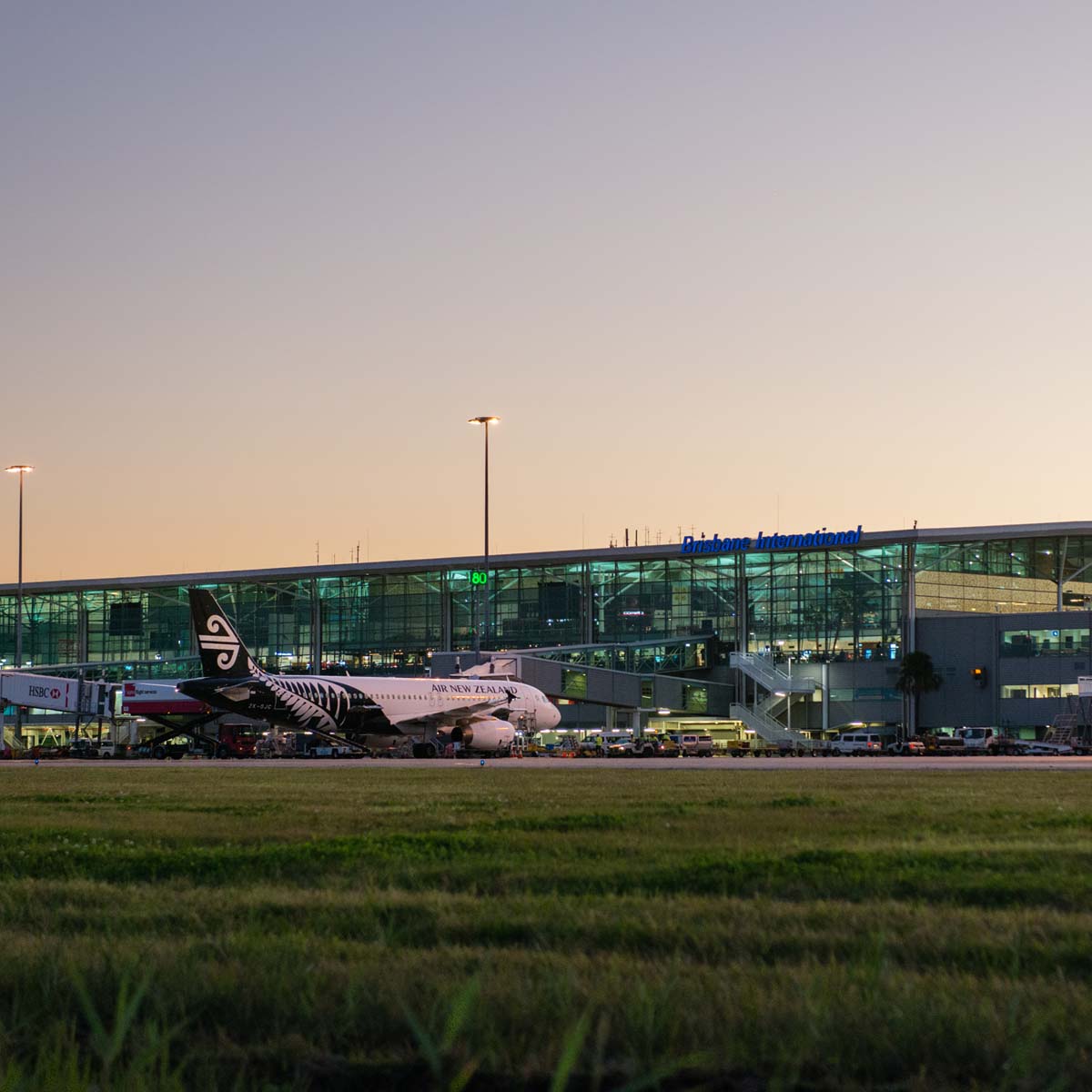 Brisbane International Airport at Sunset