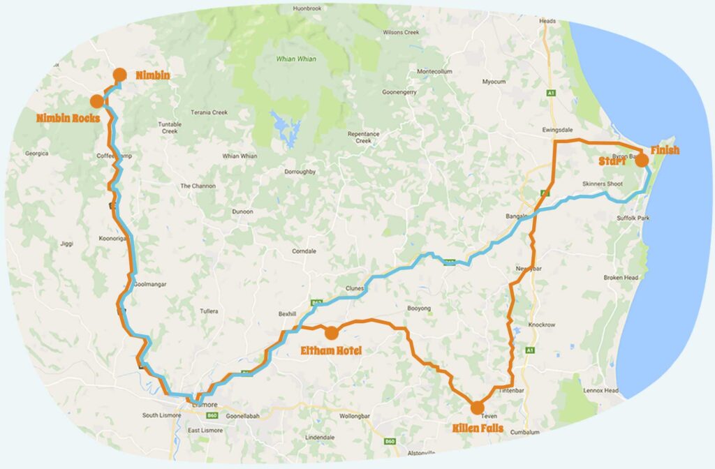 Happy Coach Nimbin Tour Map